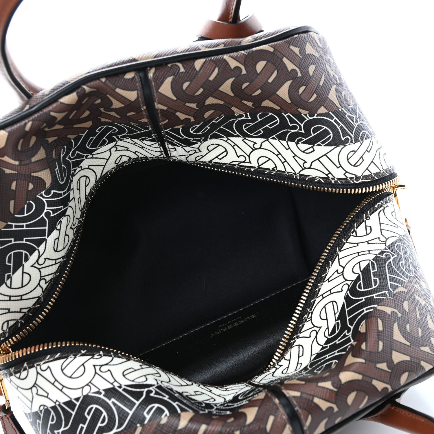 Burberry E-canvas Monogram Stripe Small Cube Bowling Bag Bridle Brown 4 of 4