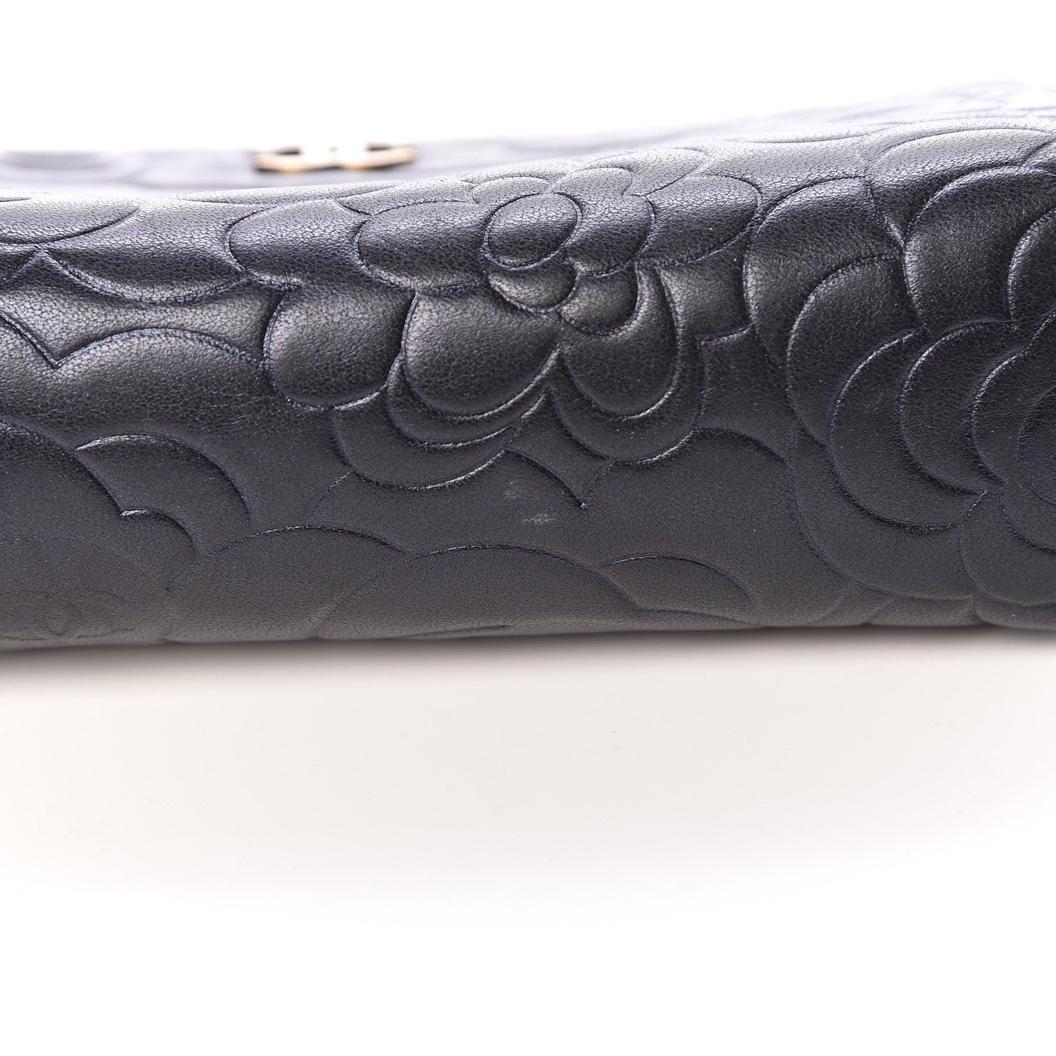 Chanel Lambskin Camellia Embossed Cosmetic Case Dark Blue 9 of 9