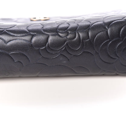 Chanel Lambskin Camellia Embossed Cosmetic Case Dark Blue 9 of 9