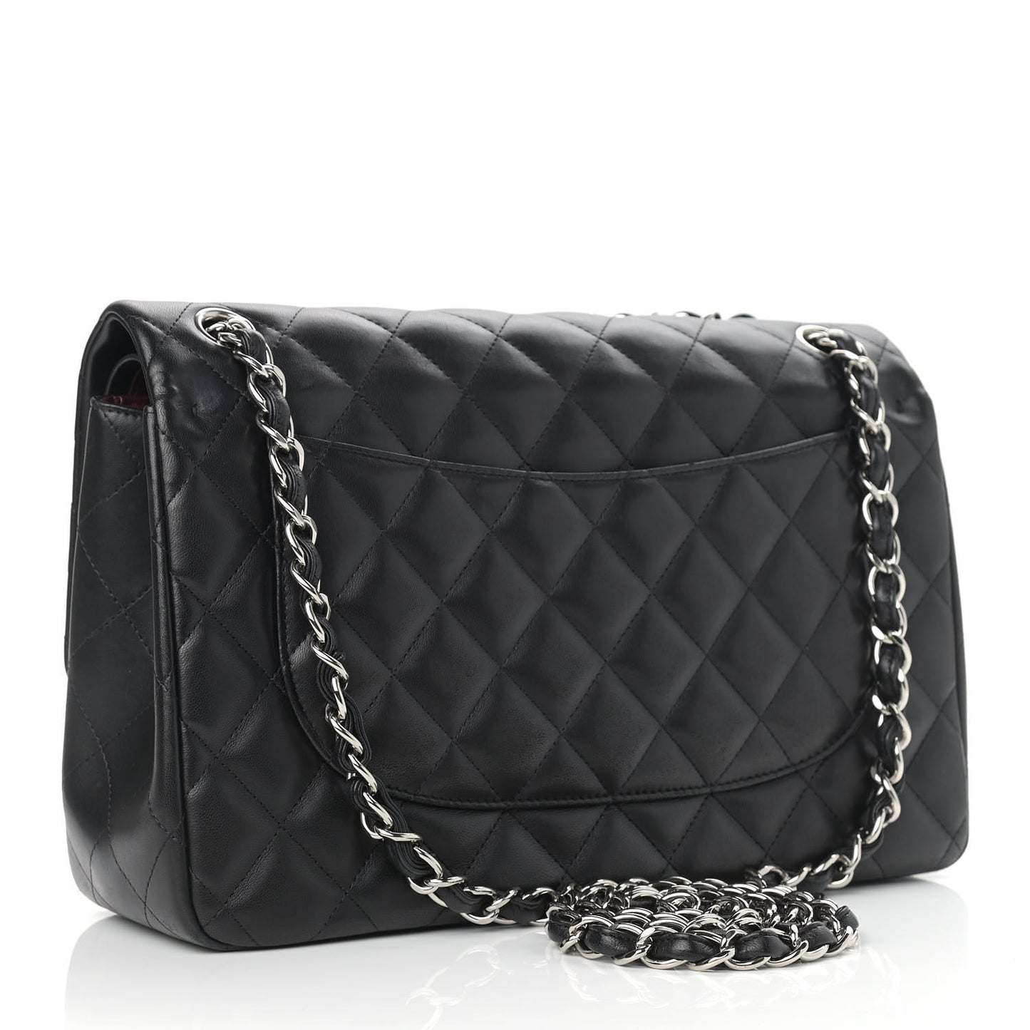 Lambskin Quilted Jumbo Double Flap Black