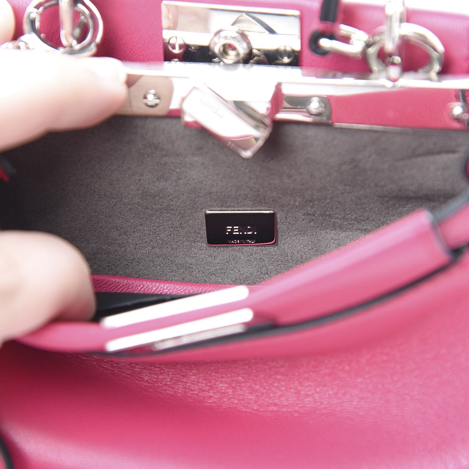 Fendi Nappa Micro Peekaboo Iconic Satchel Magenta 6 of 12