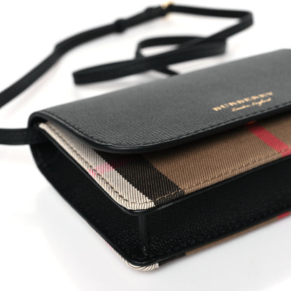 Burberry Derby Calfskin House Check Wallet On Chain Black 8 of 8