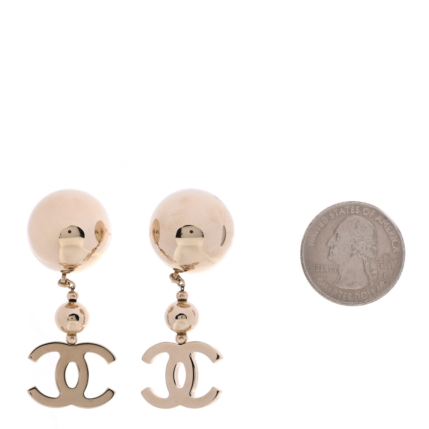 Chanel Metal CC Drop Earrings Gold 2 of 4