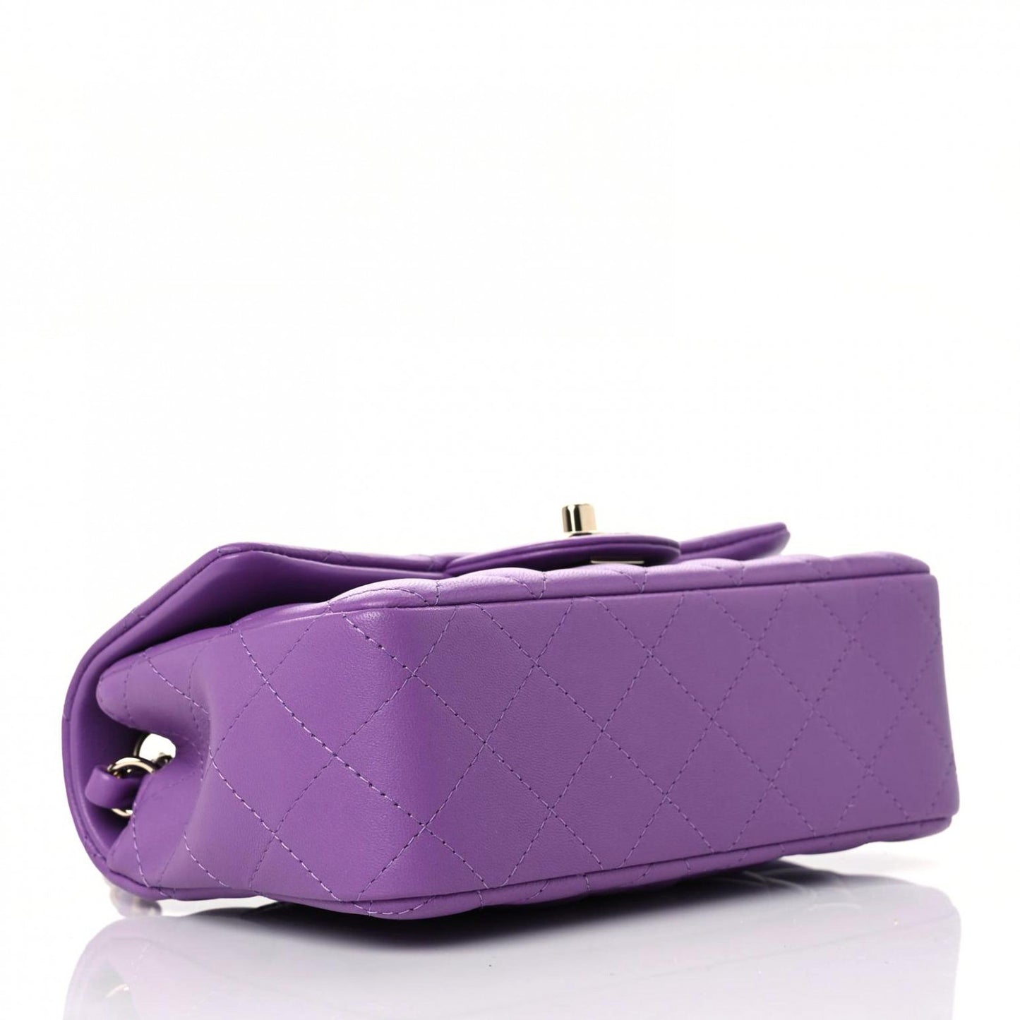 Lambskin Quilted Mini Rectangular Flap Purple