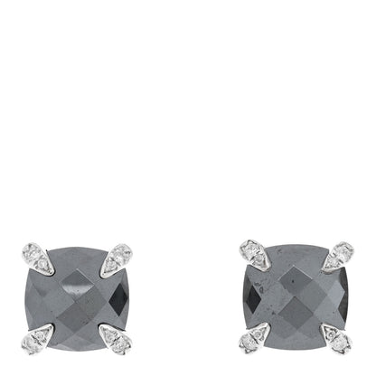 David Yurman Sterling Silver Diamond Hematine 9mm Chatelaine Earrings 1 of 4