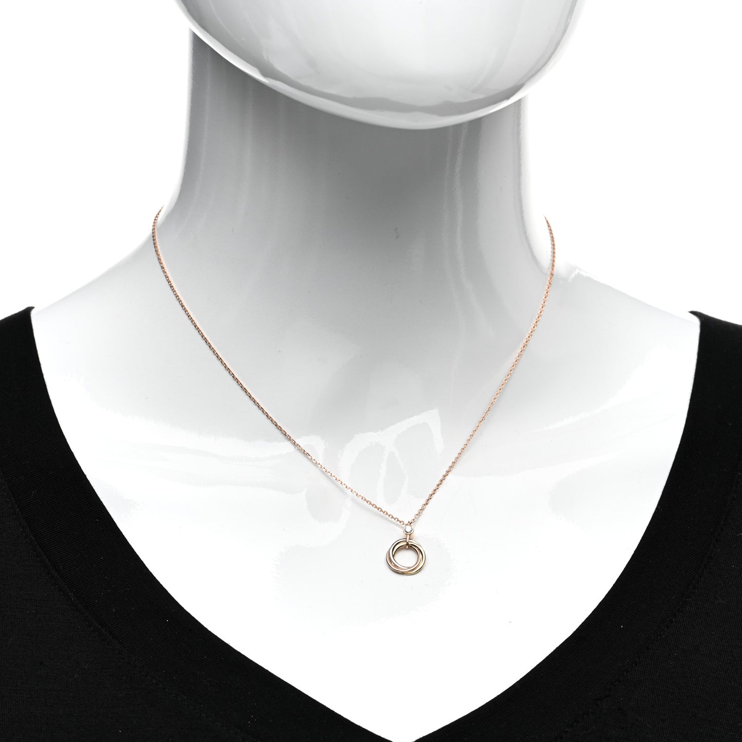 18K Pink Yellow White Gold Diamond Trinity Pendant Necklace