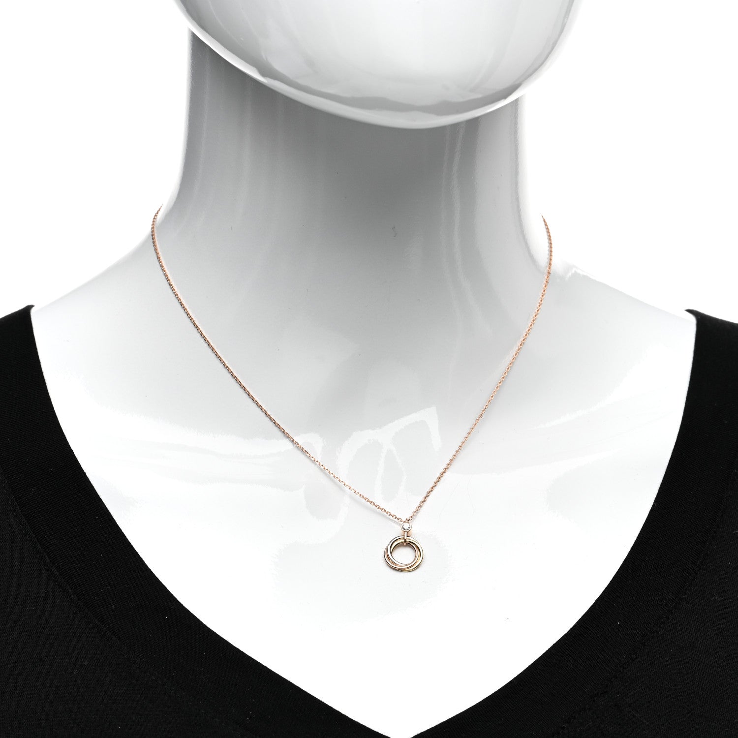 Cartier 18K Pink Yellow White Gold Diamond Trinity Pendant Necklace 2 of 5