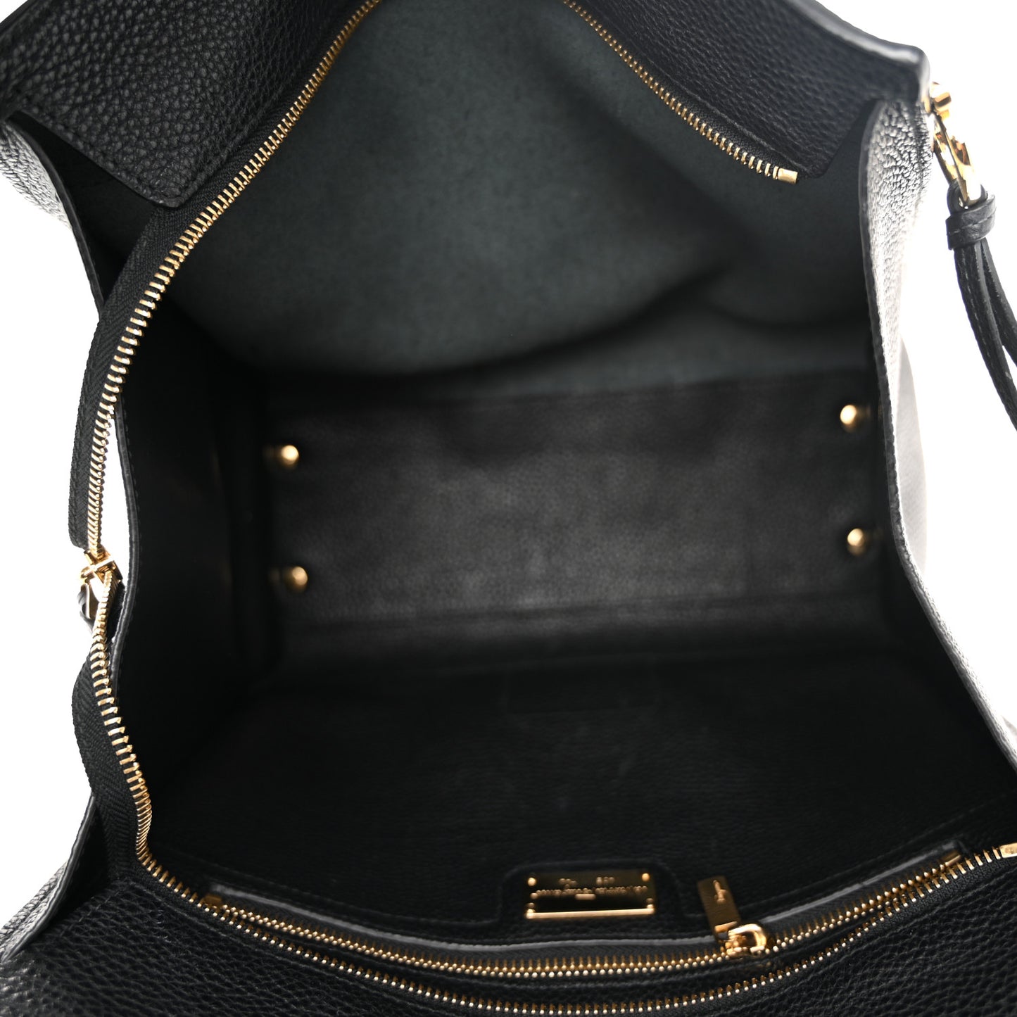 Hammered Calfskin Double Handle Large Amy Tote Black