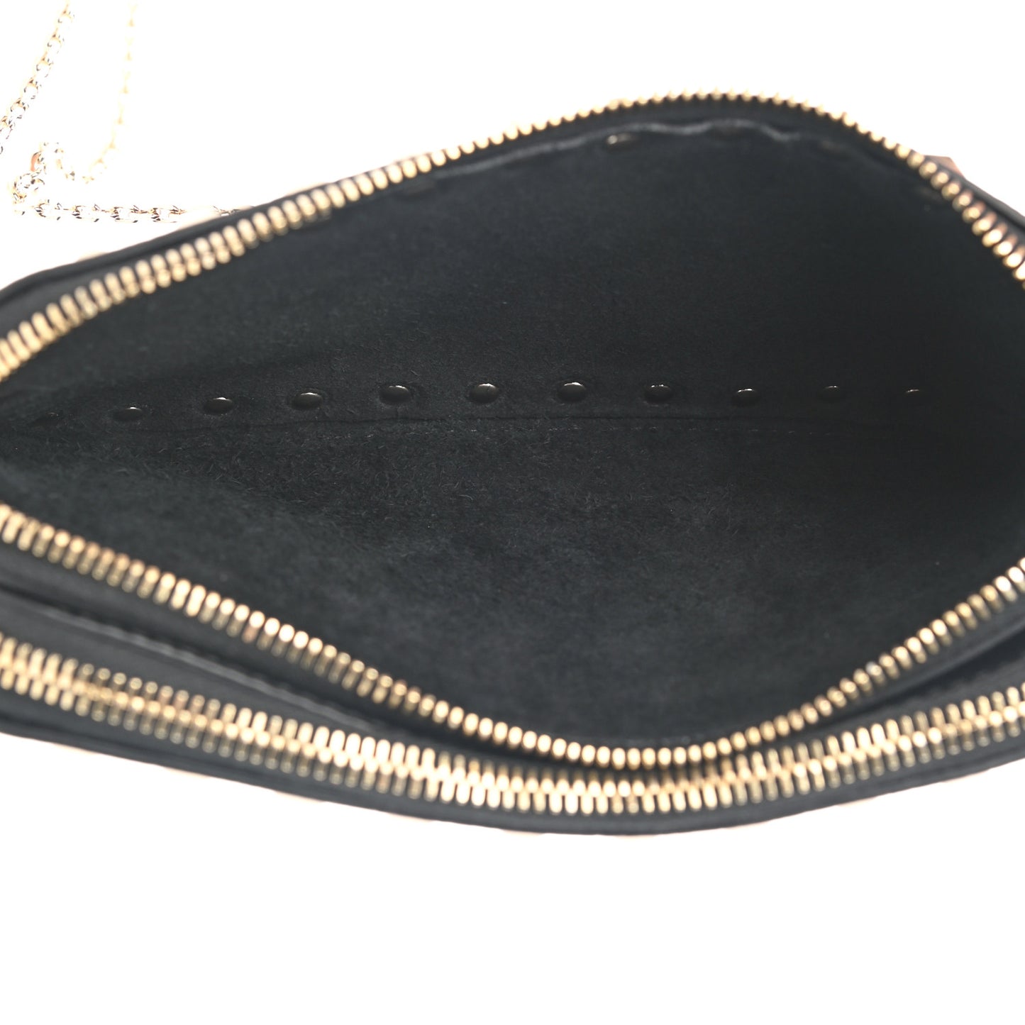 Pebbled Calfskin Rockstud Chain Pouch Shoulder Bag Black