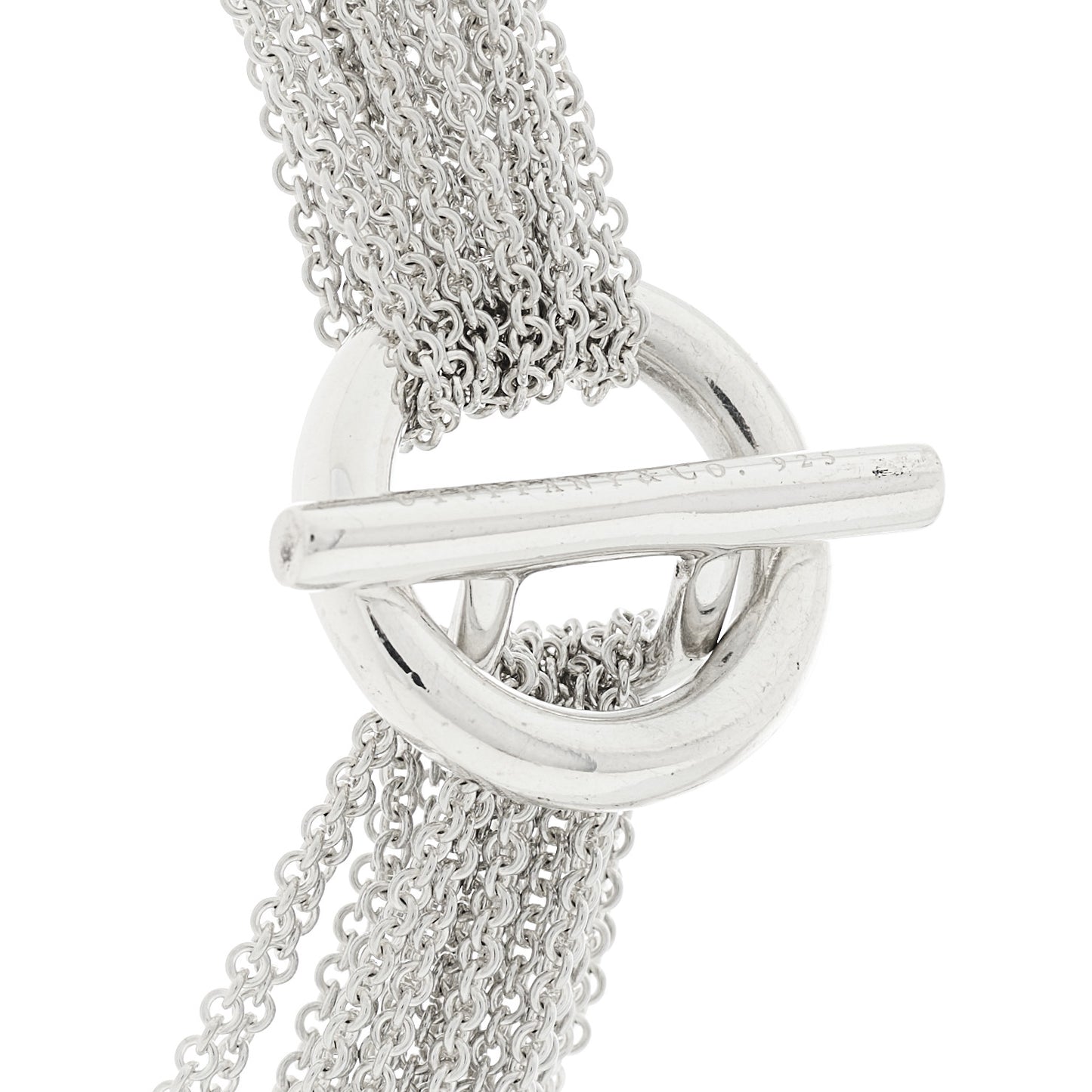 Sterling Silver Heart Multi Chain Toggle Necklace