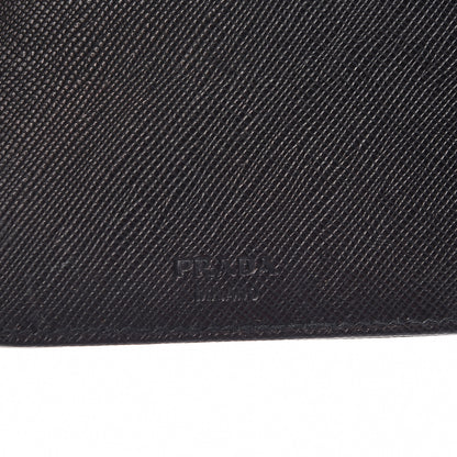 Prada Saffiano Metal Compact Zip Around Wallet Black 7 of 11