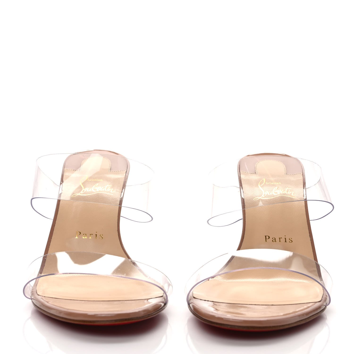 Christian Louboutin Patent PVC Just Nothing 85 Slide Sandals 40 Nude 2 of 8