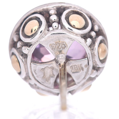 John Hardy Sterling Silver 18K Yellow Gold Diamond Pink Topaz Batu Sari Earrings 4 of 4