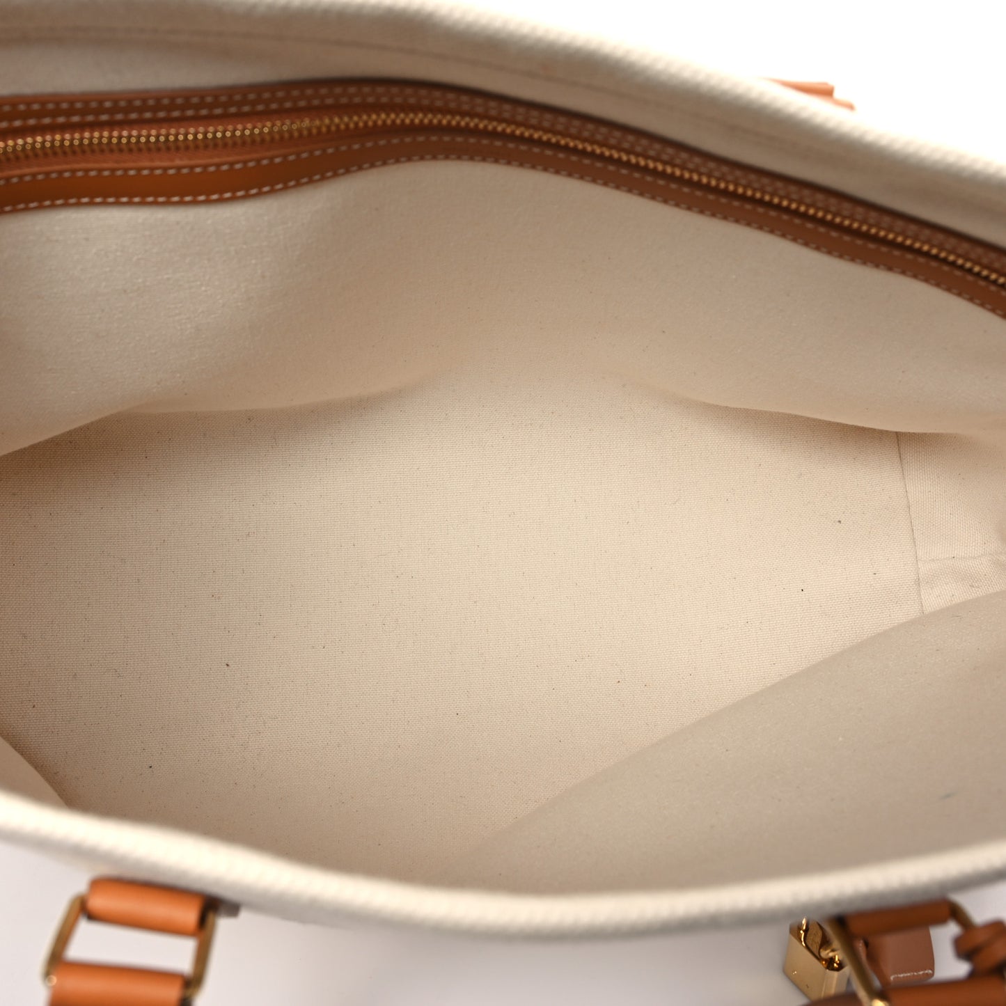 Canvas Calfskin Horizontal Cabas Natural Tan