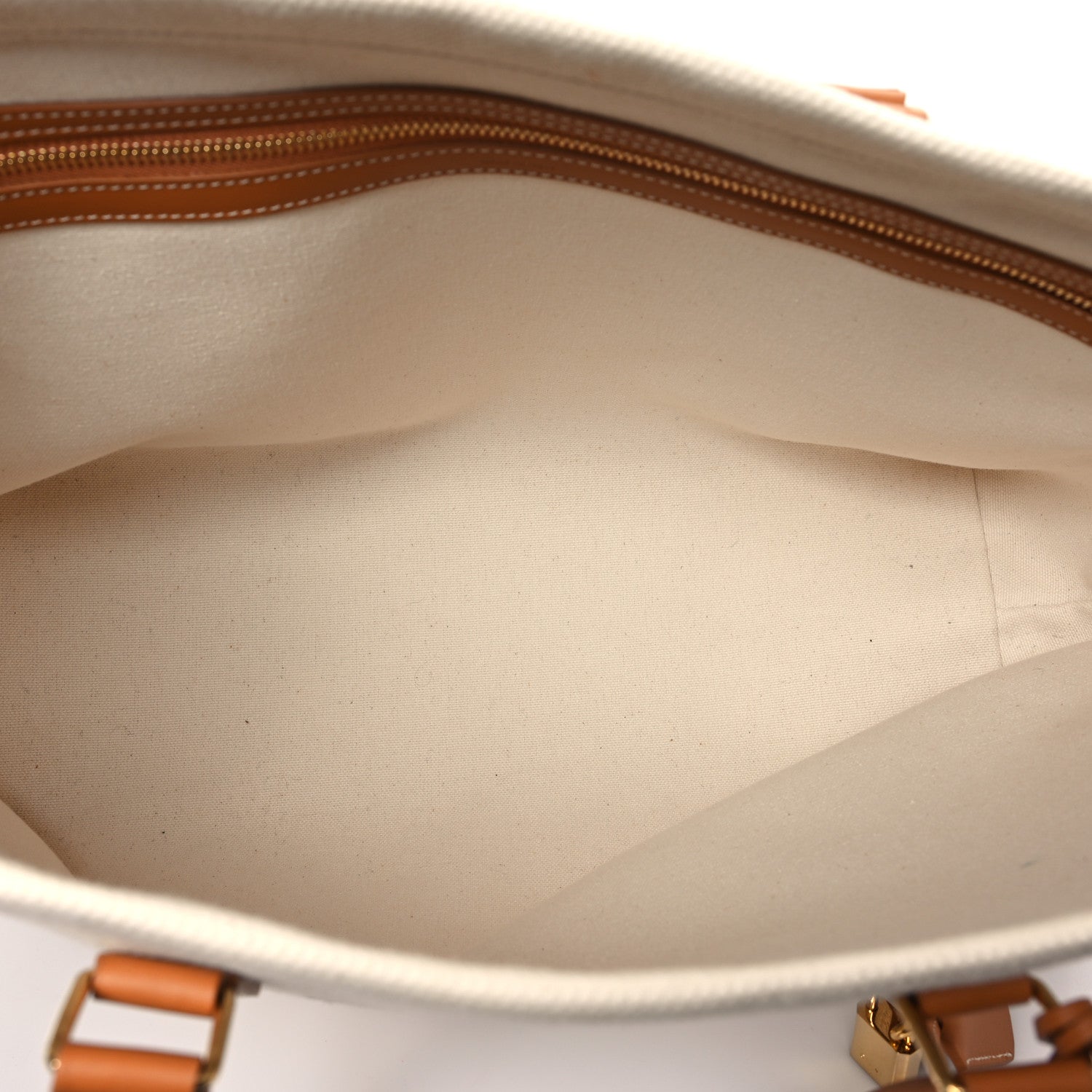 Celine Canvas Calfskin Horizontal Cabas Natural Tan 5 of 10