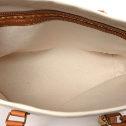 Celine Canvas Calfskin Horizontal Cabas Natural Tan 5 of 10