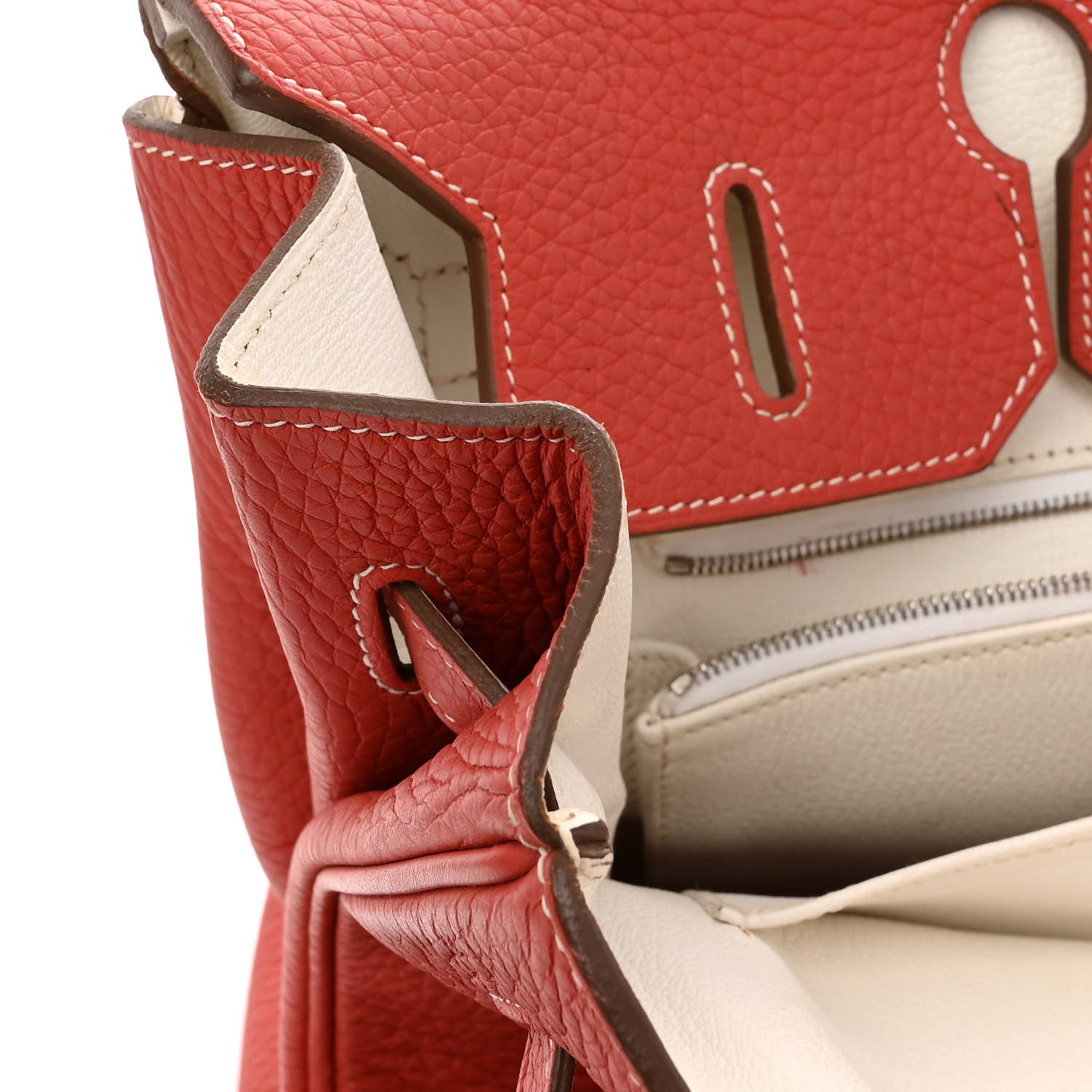 Hermes Taurillon Clemence Eclat Birkin 35 Sanguine White 13 of 18