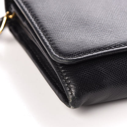 Prada Saffiano Metal Oro Chain Wallet Black 9 of 14