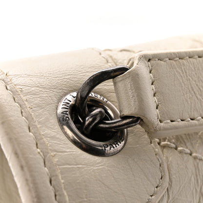 Saint Laurent Crinkled Calfskin Matelasse Monogram Baby Niki Chain Satchel Crema Soft 12 of 13