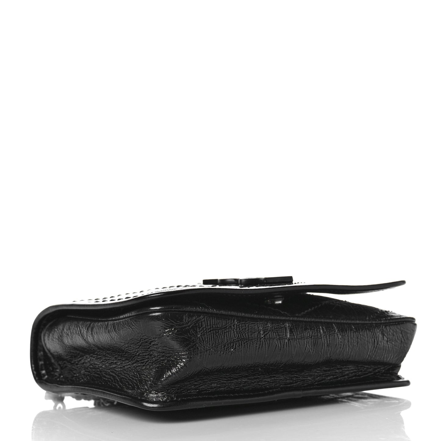 Crinkled Calfskin Matelasse Monogram Niki Chain Wallet Black