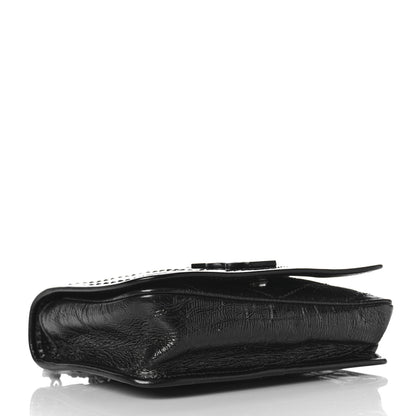 Saint Laurent Crinkled Calfskin Matelasse Monogram Niki Chain Wallet Black 4 of 9