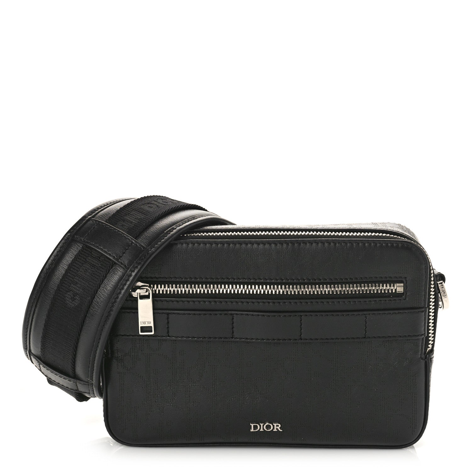 Christian Dior Calfskin Perforated Oblique Galaxy Safari Messenger Bag Black 1 of 8
