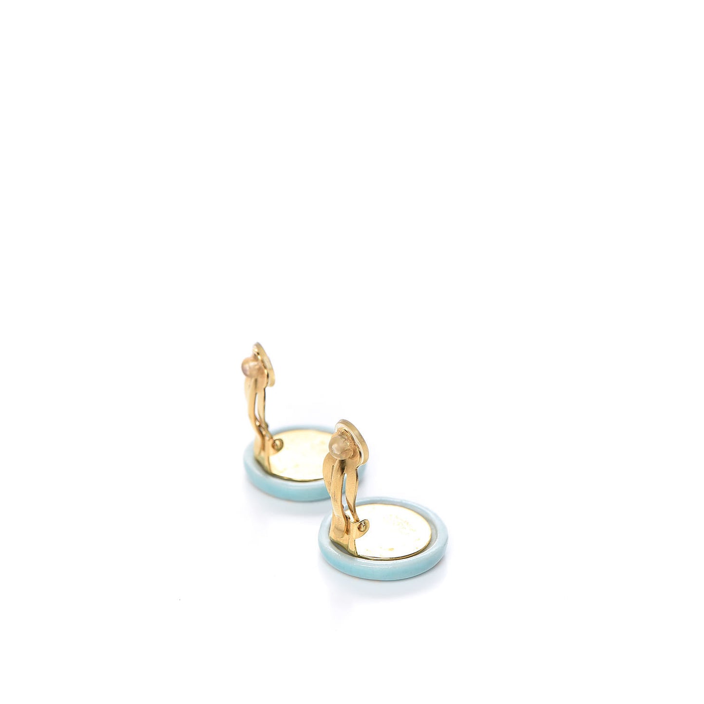 Ceramic Clip On Earrings Gold Blue