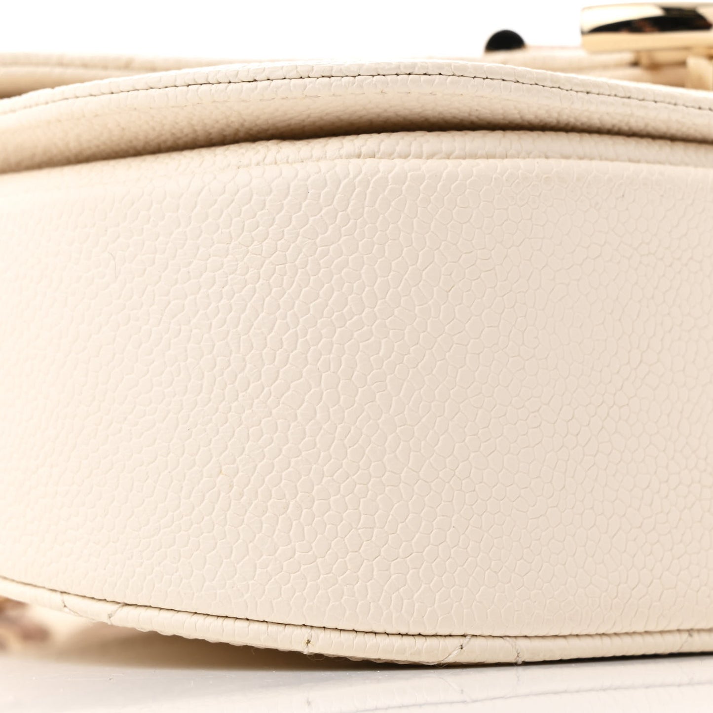 Grained Calfskin Quilted Small Cuba Top Handle Flap White