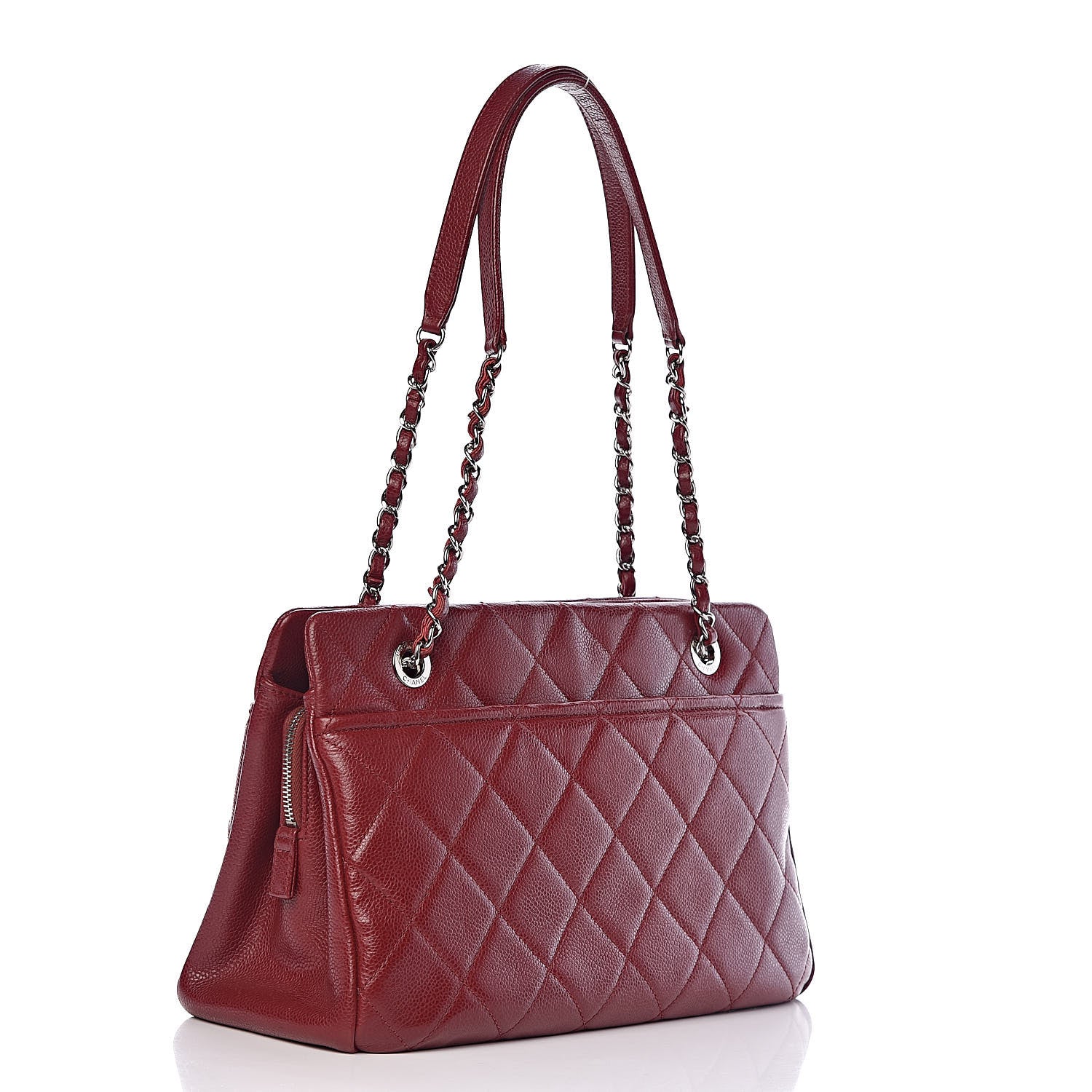 Chanel Caviar Quilted Timeless CC Soft Tote Dark Red 3 of 11