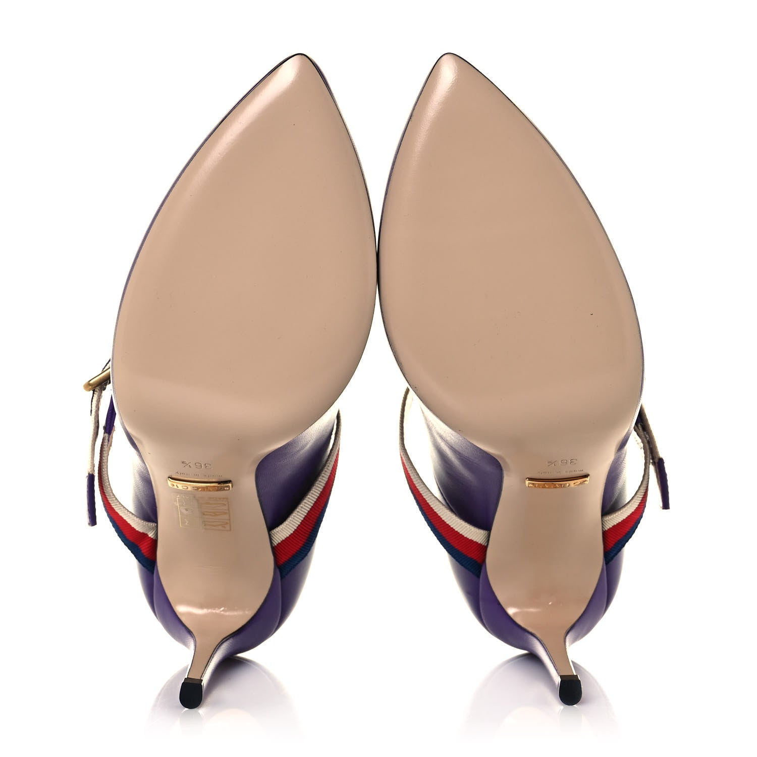 Gucci Malaga Kid Sylvie High Heel Pumps 36.5 Shine Purple 5 of 8
