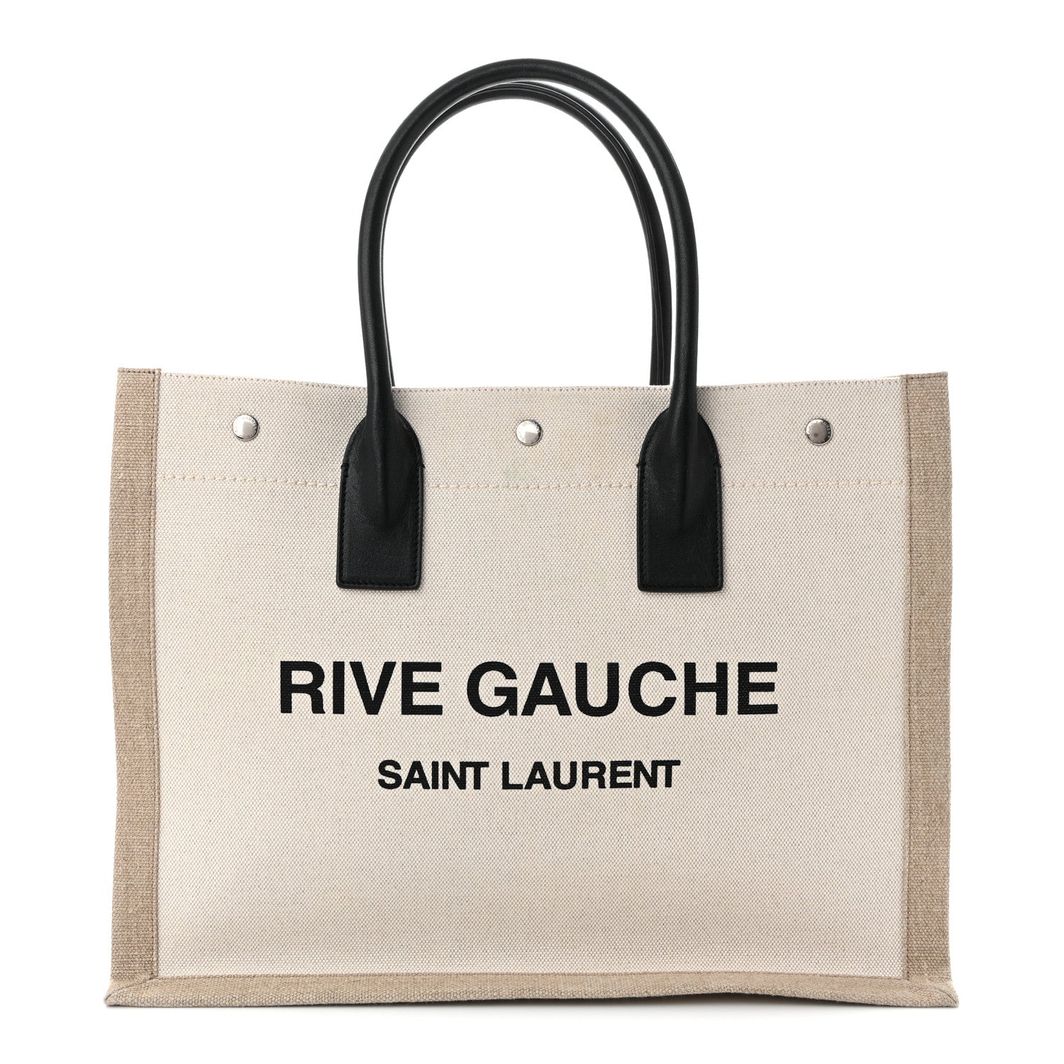 Saint Laurent Linen Calfskin Small Rive Gauche Tote Optic White 1 of 10