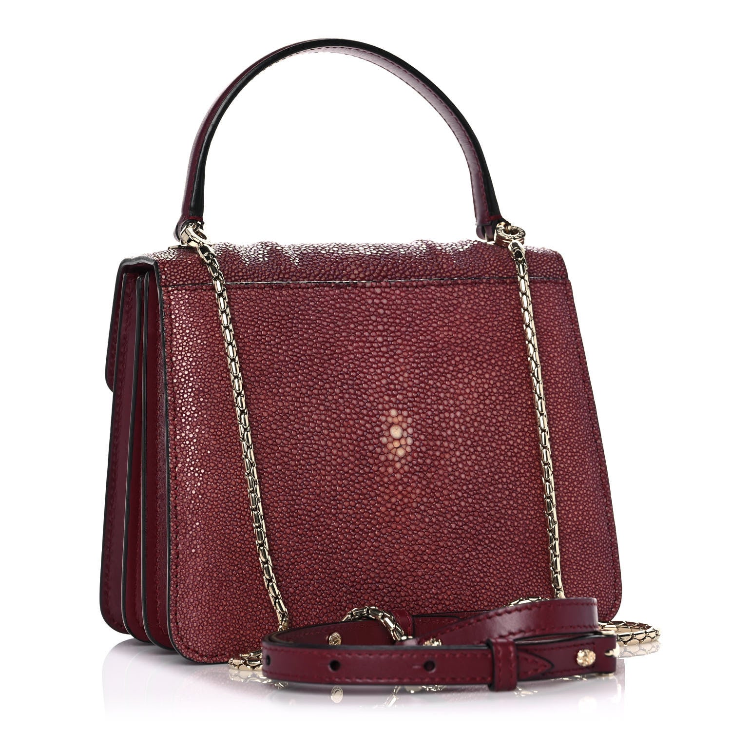 Bulgari Calfskin Galuchat Serpenti Forever Crossbody Plum 3 of 15