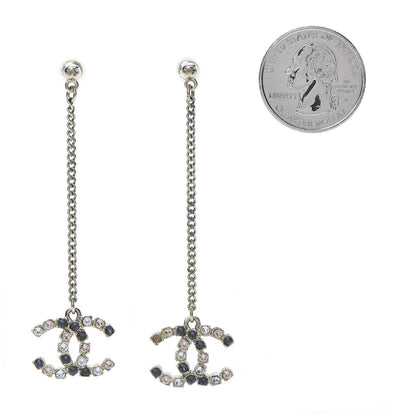Chanel Crystal CC Drop Earrings Pink Grey Gold 2 of 6