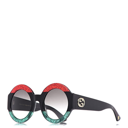 Gucci Acetate Round GG0084S Sunglasses Black Red Green 1 of 7