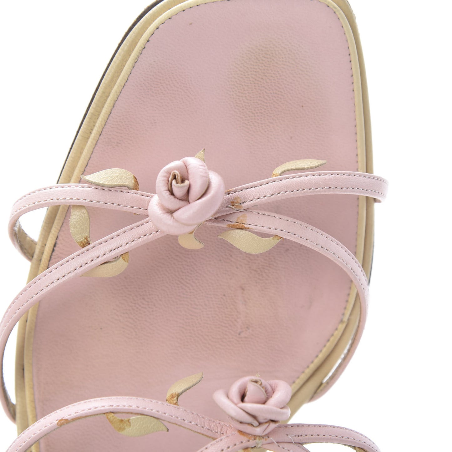 Lambskin Camellia Sandals 39.5 Pink