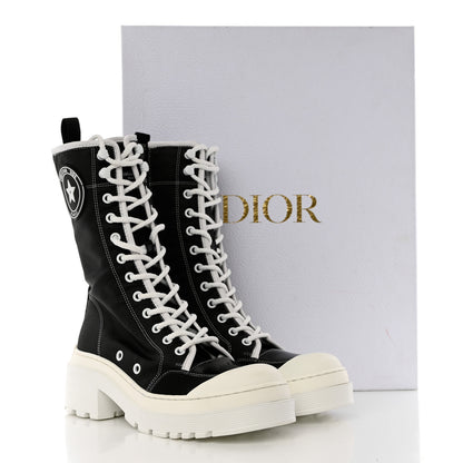 Christian Dior Technical Fabric Calfskin Womens D-Rise 35mm Tall Boots 37.5 Black White 10 of 10