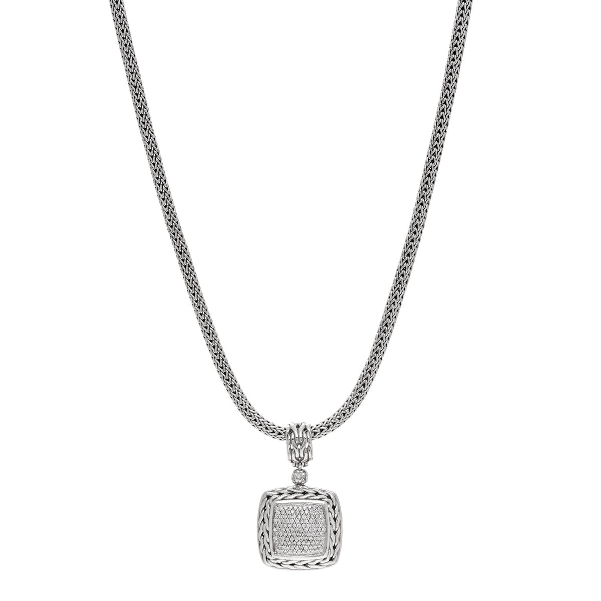Sterling Silver Diamond Classic Chain Enhancer Pendant Necklace