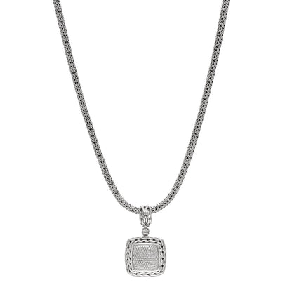 John Hardy Sterling Silver Diamond Classic Chain Enhancer Pendant Necklace 1 of 5