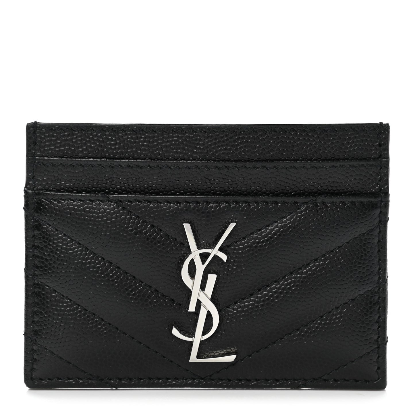 Grain De Poudre Matelasse Chevron Monogram Credit Card Case Black