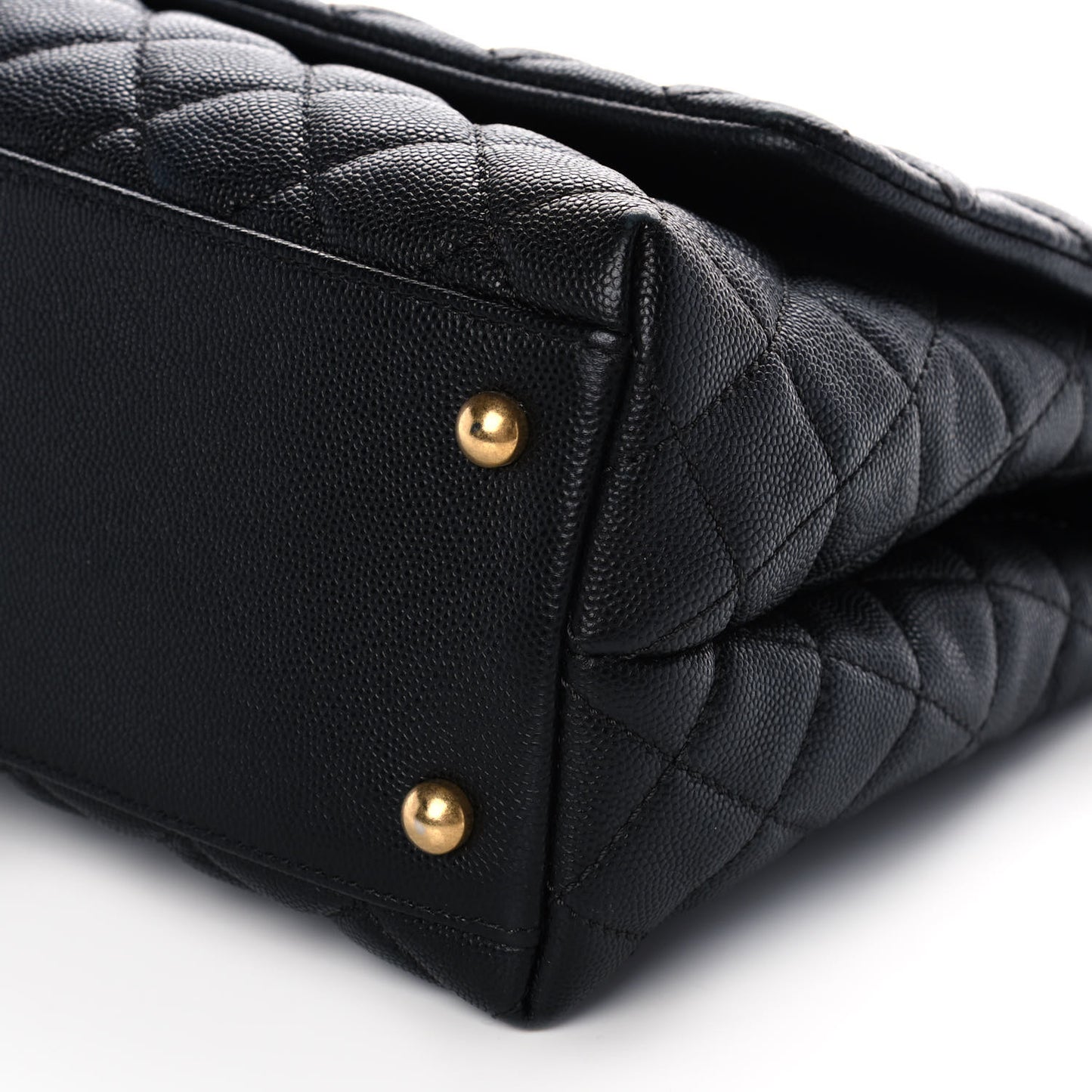 Caviar Quilted Small Coco Handle Flap Black