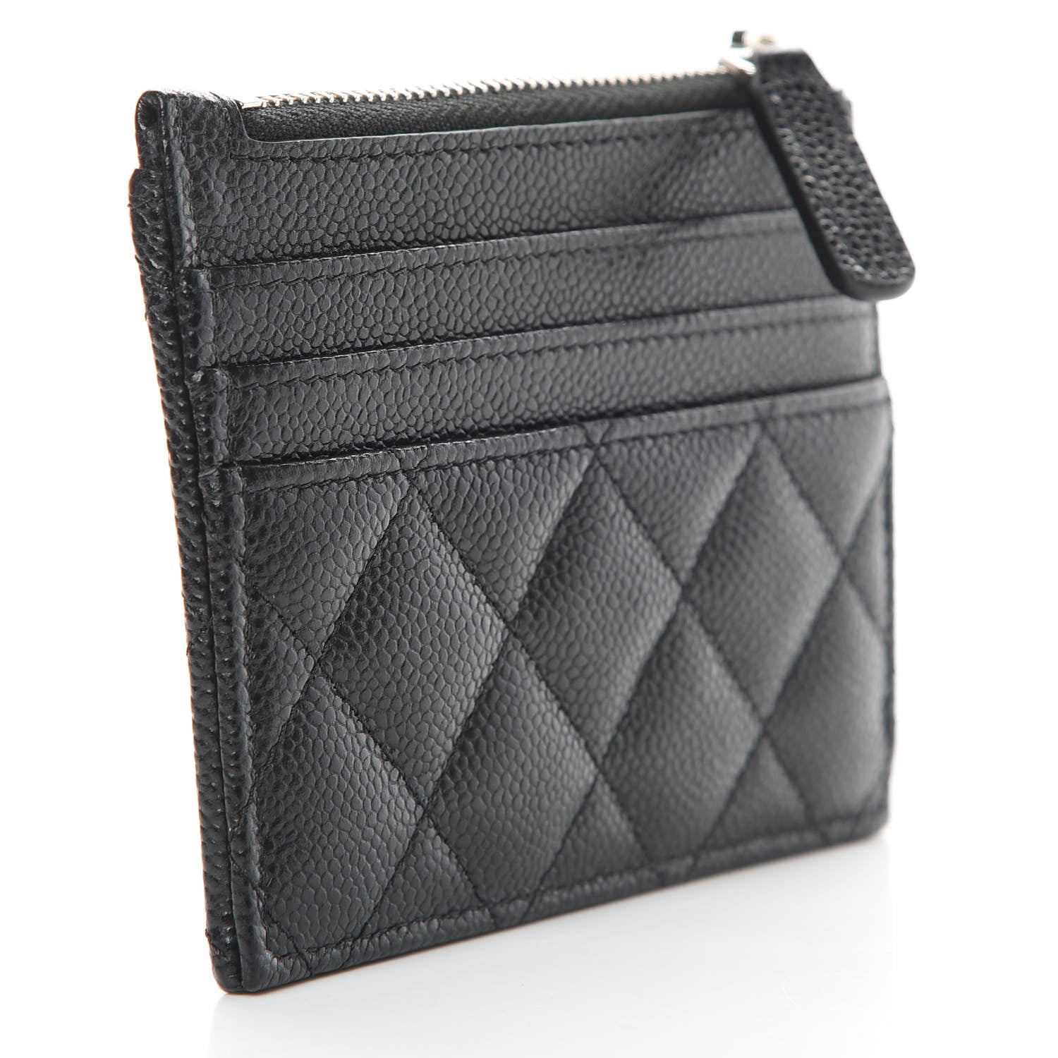 Chanel Caviar Quilted CC Zip Card Holder Black 3 of 8