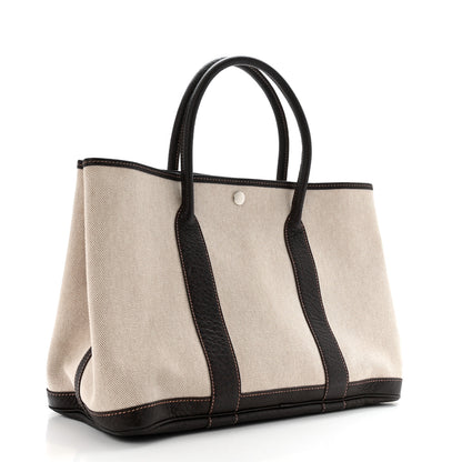 Hermes Buffle Skipper Toile Garden Party 36 MM Tote Marron Fonce 3 of 14