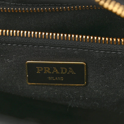 Prada Wicker Canvas Shoulder Bag Black 5 of 10