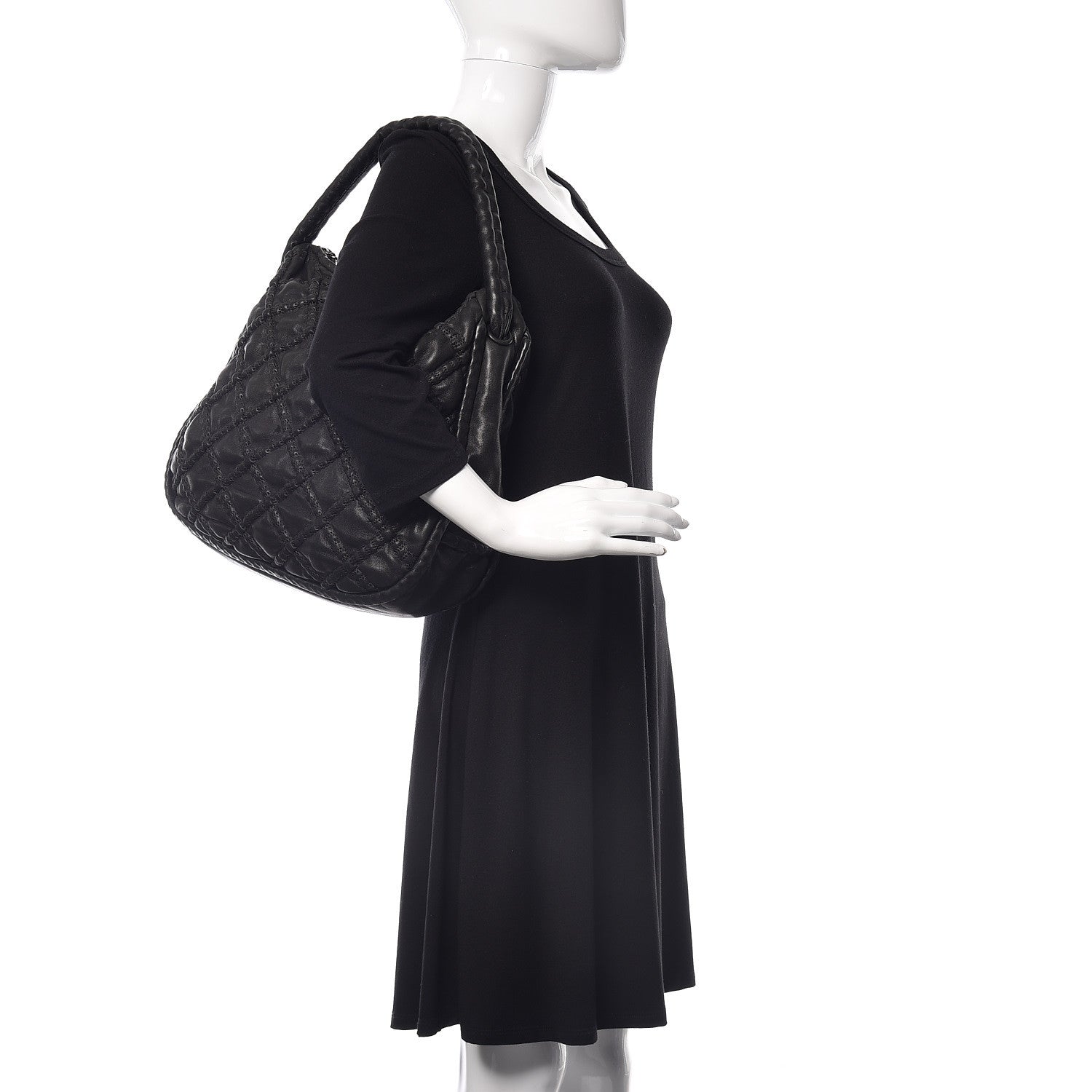 Chanel Lambskin Quilted Hidden Chain Hobo Black 2 of 9
