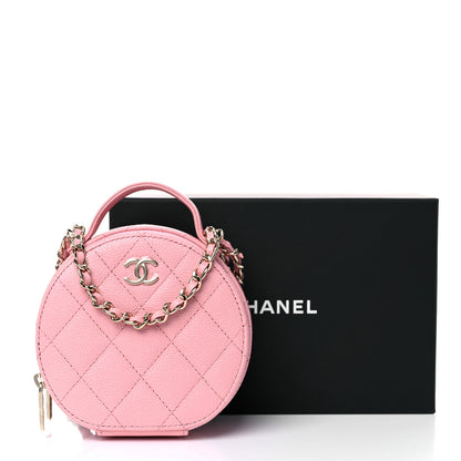 Chanel Caviar Quilted Round Handle With Care Vanity With Chain Pink 12 of 12