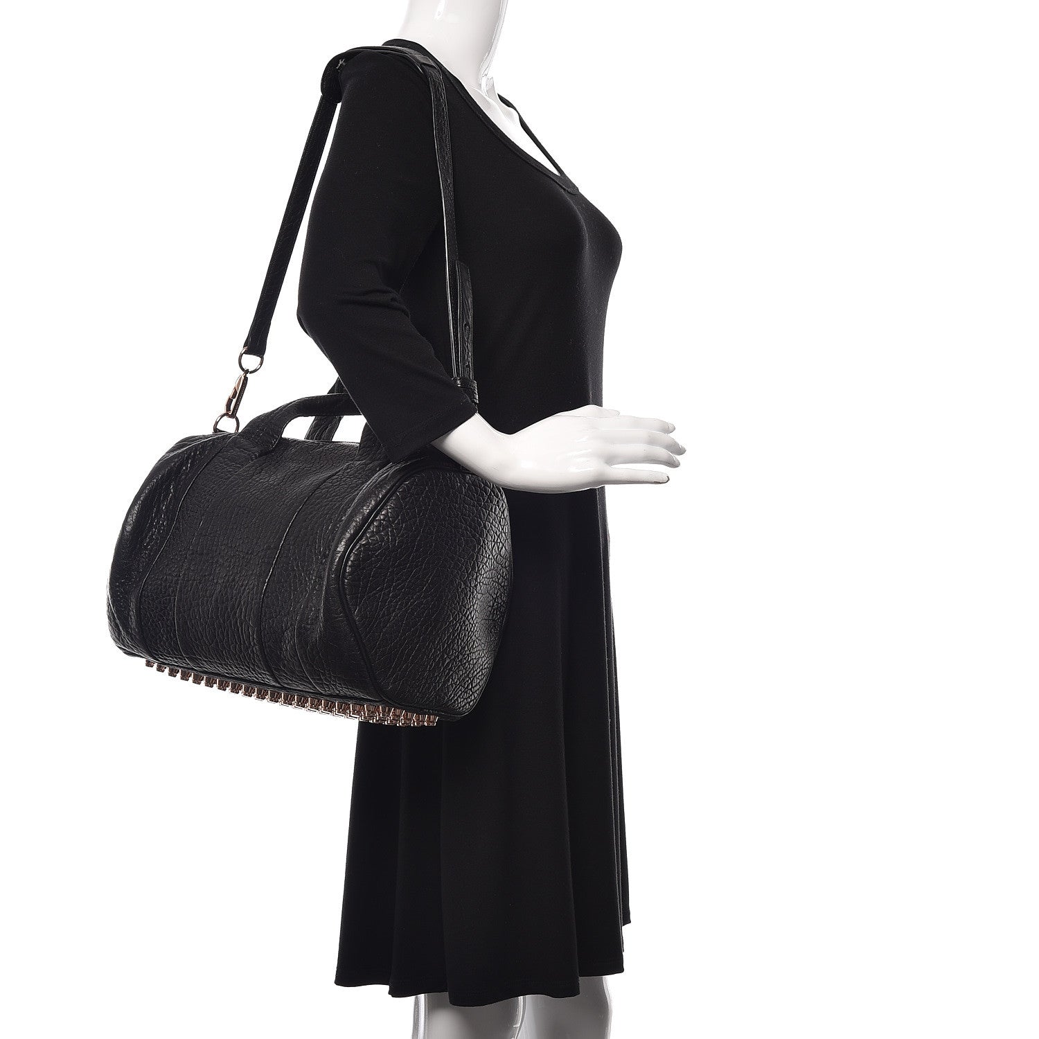 Alexander Wang Pebbled Lambskin Rocco Black Rose Gold Hardware 2 of 10