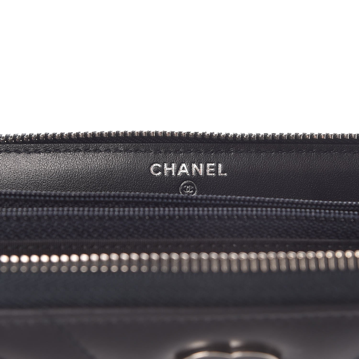 Chanel Calfskin Chevron Quilted Zip Around Tassel Wallet Navy 6 of 9
