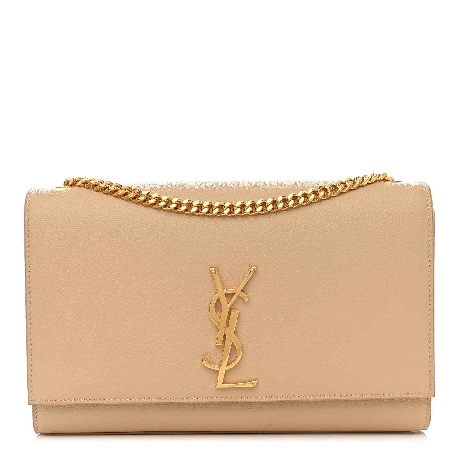 Saint Laurent Grain De Poudre Medium Monogram Kate Satchel Dark Beige 1 of 8