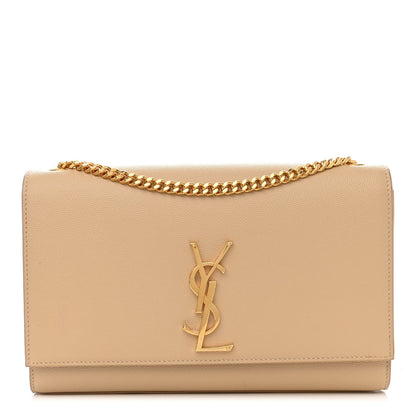 Saint Laurent Grain De Poudre Medium Monogram Kate Satchel Dark Beige 1 of 8