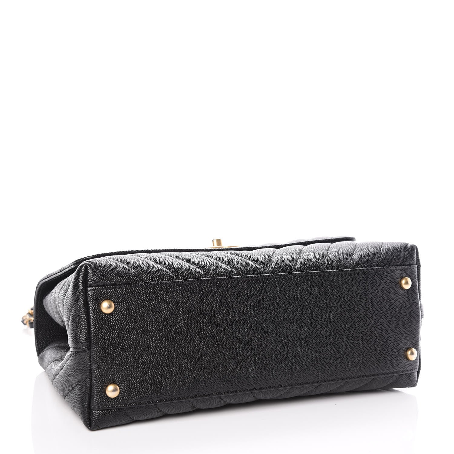 Chanel Caviar Chevron Quilted Small Coco Handle Flap Black 4 of 10
